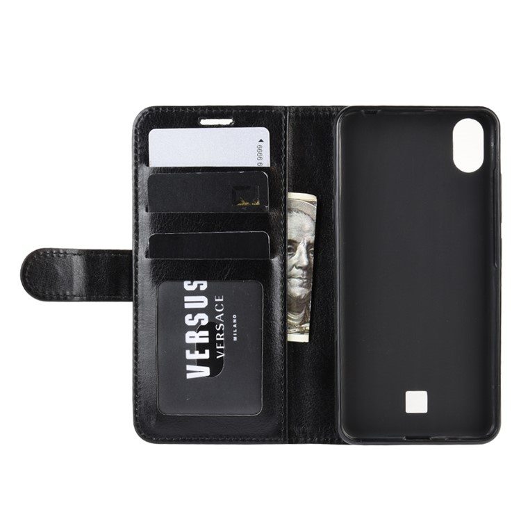 Crazy Horse Wallet Leather Phone Case for LG K20 (2019) - Black-6