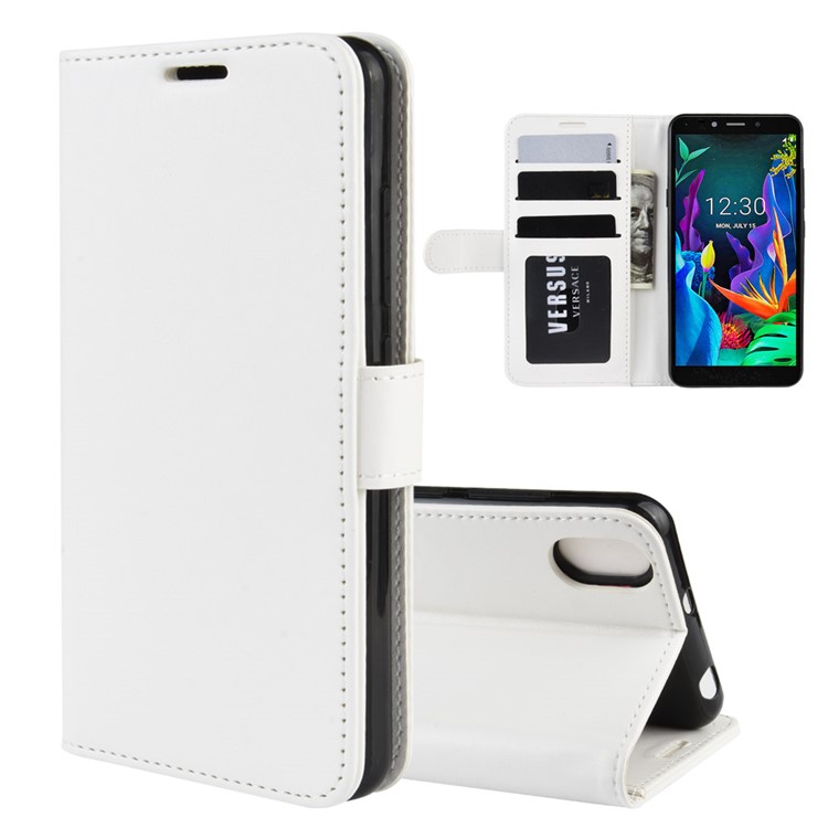 Crazy Horse Wallet Leather Phone Case for LG K20 (2019) - White-2