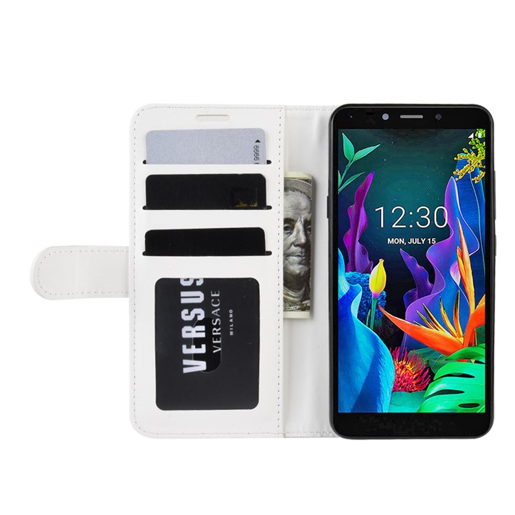 Crazy Horse Wallet Leather Phone Case for LG K20 (2019) - White-7