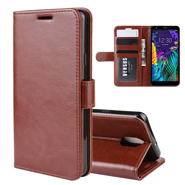 Crazy Horse Texture PU Leather Stand Wallet Flip Phone Shell for LG K30 (2019) - Brown-2