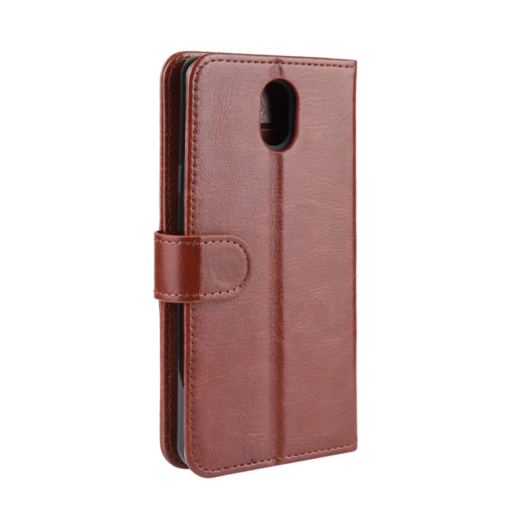 Crazy Horse Texture PU Leather Stand Wallet Flip Phone Shell for LG K30 (2019) - Brown-4