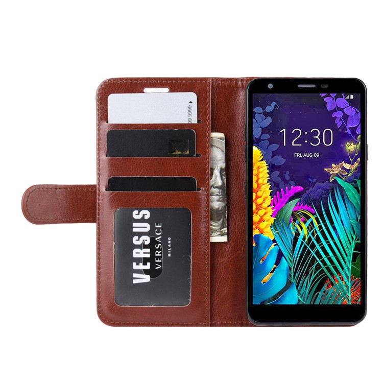 Crazy Horse Texture PU Leather Stand Wallet Flip Phone Shell for LG K30 (2019) - Brown-7
