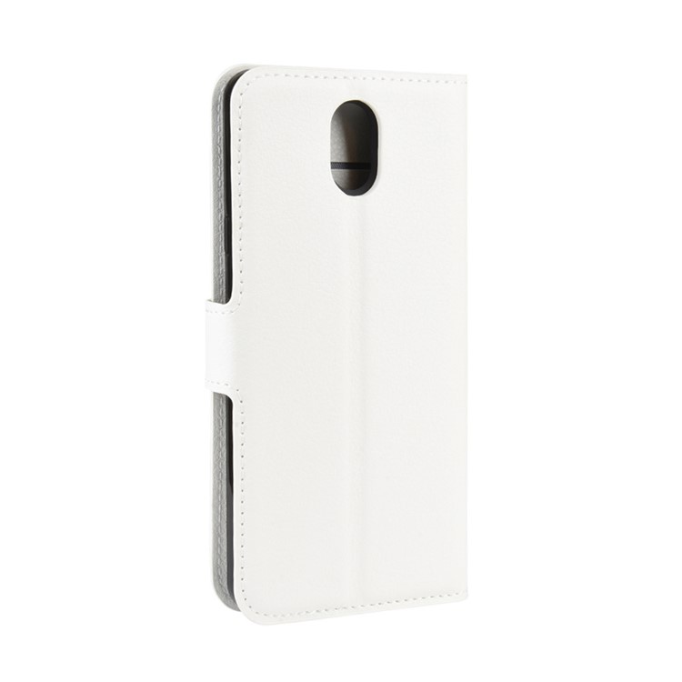 Litchi Skin Leather Wallet Stand Phone Cover Case for LG K30 (2019) - White-3