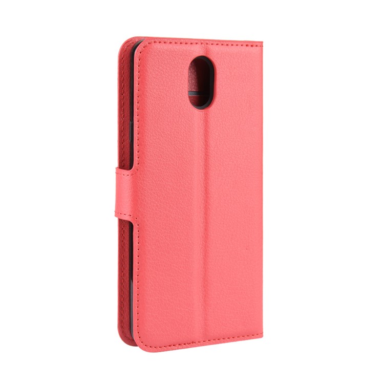 Litchi Skin Leather Wallet Stand Phone Cover Case for LG K30 (2019) - Red-3