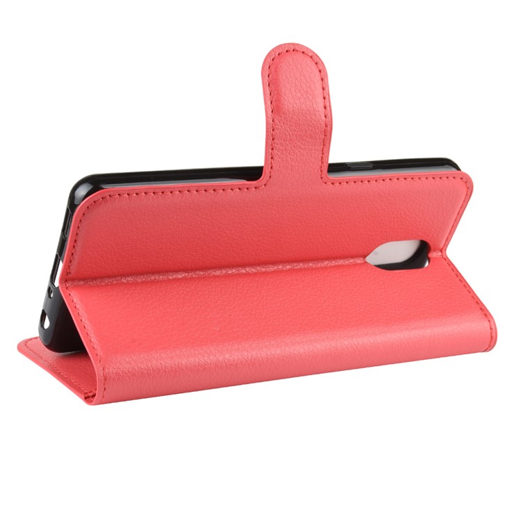 Litchi Skin Leather Wallet Stand Phone Cover Case for LG K30 (2019) - Red-6