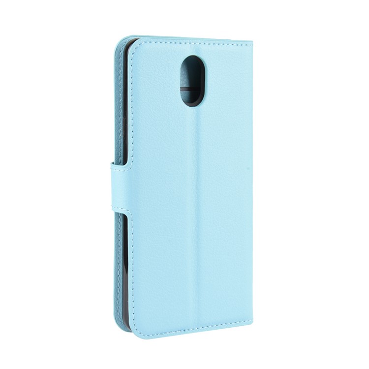 Litchi Skin Leather Wallet Stand Phone Cover Case for LG K30 (2019) - Baby Blue-3