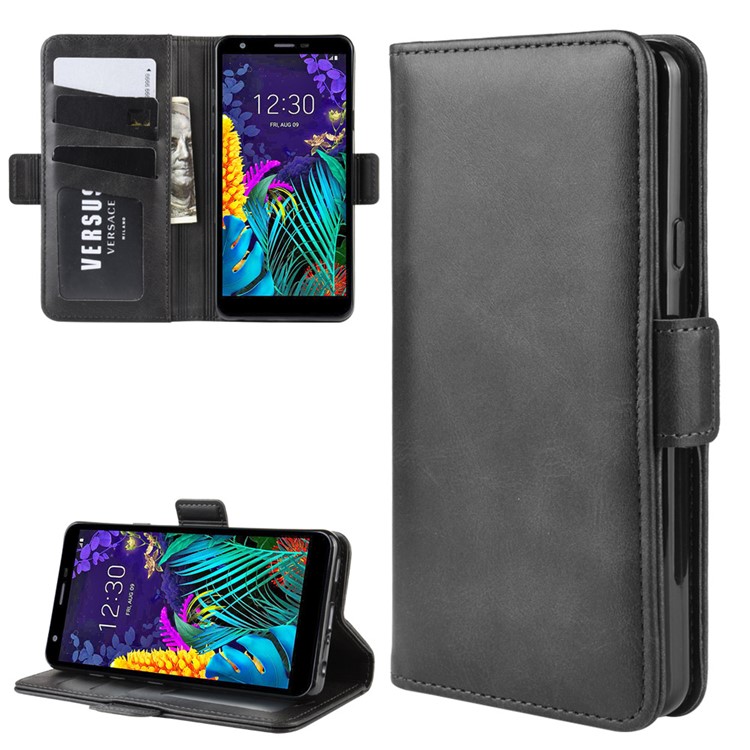 Magnet Adsorption Leather Wallet Phone Cover Case for LG K30 (2019) - Black-1