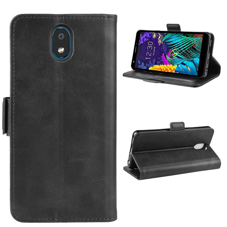 Magnet Adsorption Leather Wallet Phone Cover Case for LG K30 (2019) - Black-2