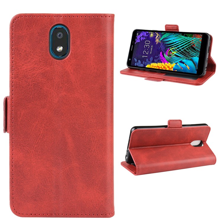 Magnet Adsorption Leather Wallet Phone Cover Case for LG K30 (2019) - Red-2