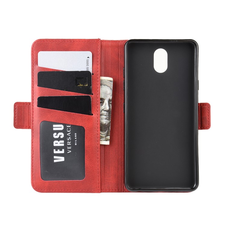 Magnet Adsorption Leather Wallet Phone Cover Case for LG K30 (2019) - Red-4