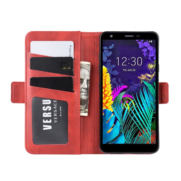 Magnet Adsorption Leather Wallet Phone Cover Case for LG K30 (2019) - Red-5