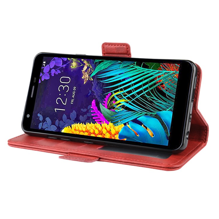 Magnet Adsorption Leather Wallet Phone Cover Case for LG K30 (2019) - Red-6