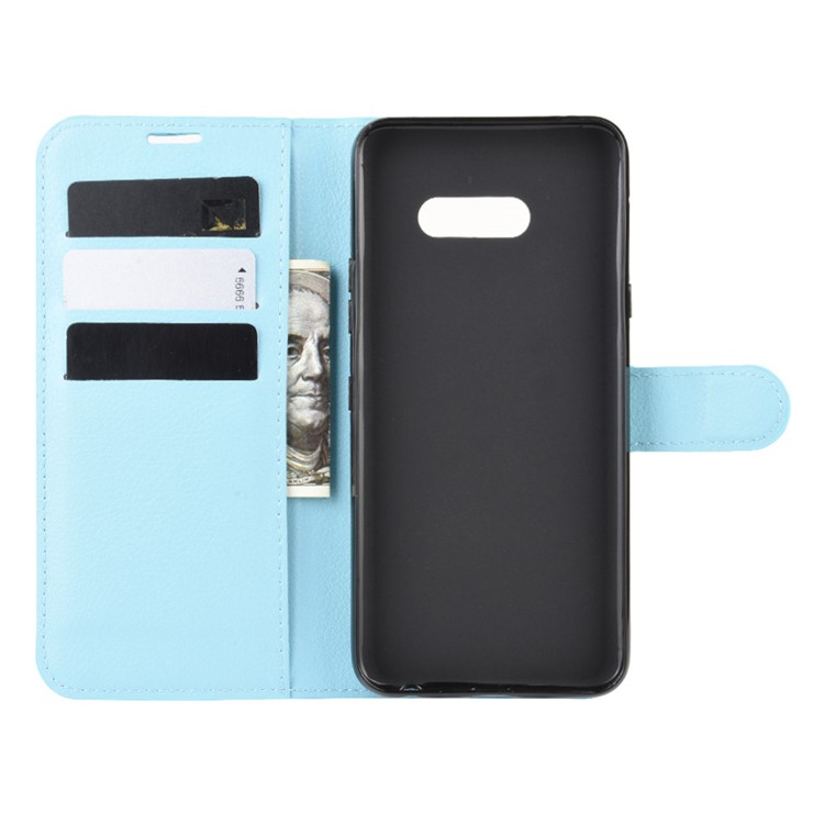 Litchi Skin Leather Stand Wallet Stylish Case for LG G8X ThinQ - Blue-4