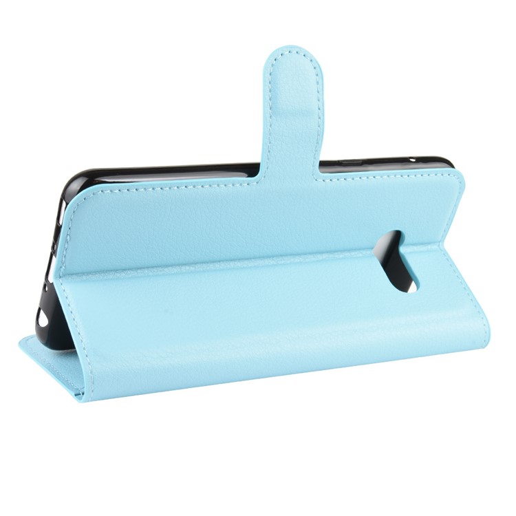 Litchi Skin Leather Stand Wallet Stylish Case for LG G8X ThinQ - Blue-6