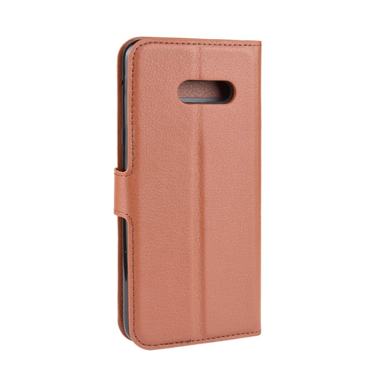 Litchi Skin Leather Stand Wallet Stylish Case for LG G8X ThinQ - Brown-3