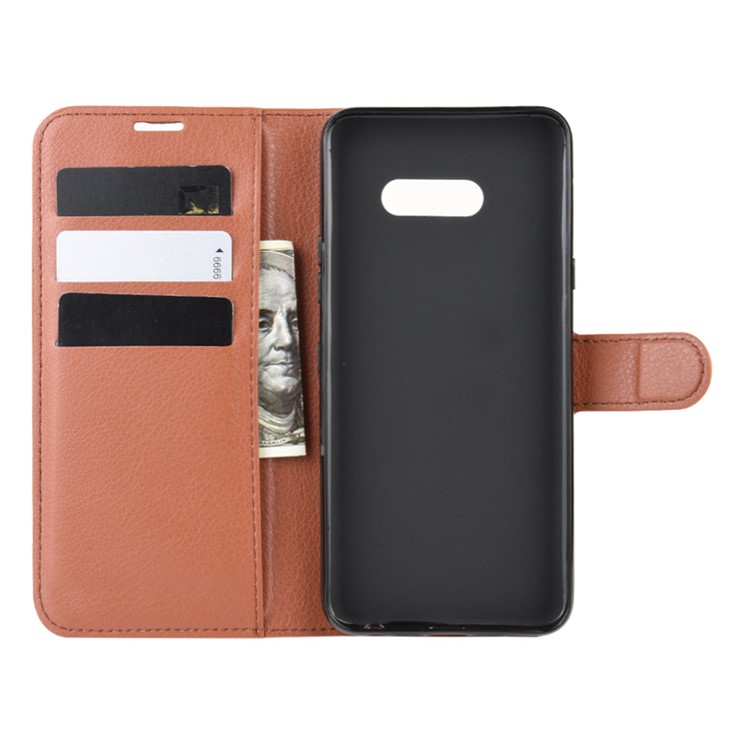 Litchi Skin Leather Stand Wallet Stylish Case for LG G8X ThinQ - Brown-4