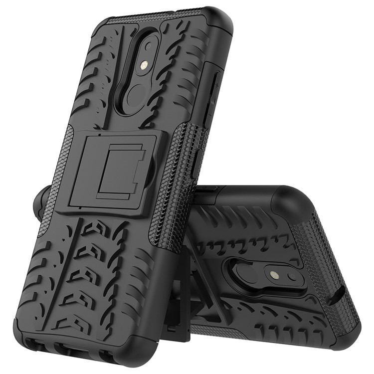 Anti-slip PC + TPU Hybrid Case with Kickstand for LG K30 (2019) - Black-2