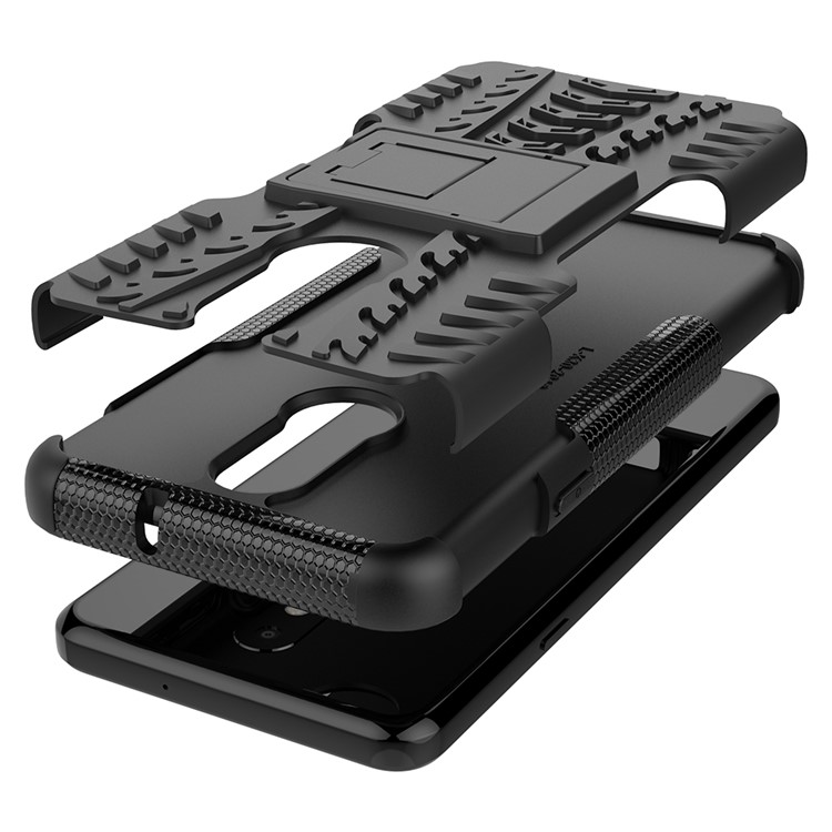 Anti-slip PC + TPU Hybrid Case with Kickstand for LG K30 (2019) - Black-6