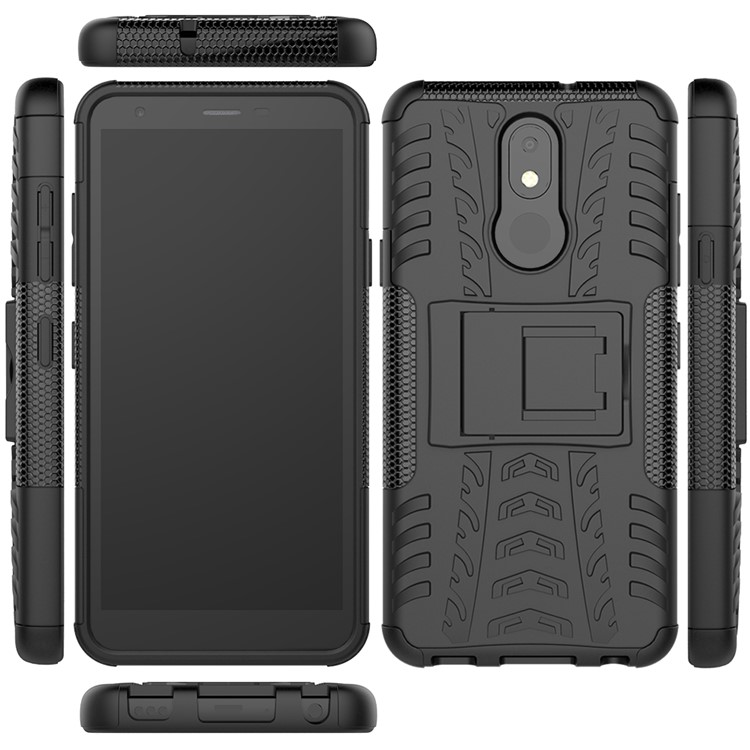 Anti-slip PC + TPU Hybrid Case with Kickstand for LG K30 (2019) - Black-7