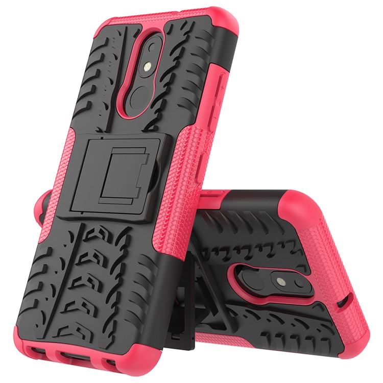 Custodia Ibrida PC + TPU Anti-slip Con Cavalletto Per LG K30 (2019) - Rosa-2