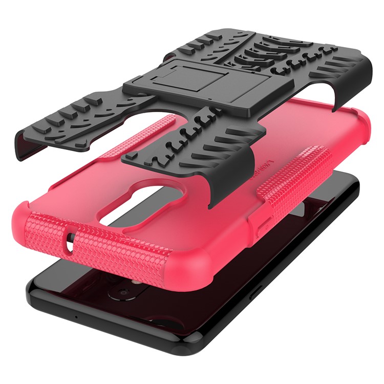 Custodia Ibrida PC + TPU Anti-slip Con Cavalletto Per LG K30 (2019) - Rosa-7