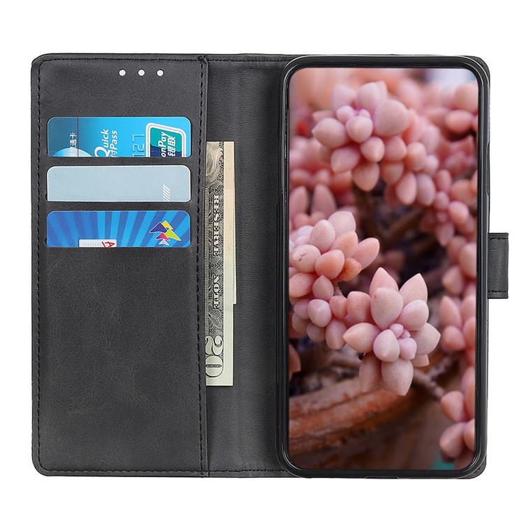 Matte Skin Leather Wallet Stand Phone Shell Cover for LG K40S - Black-8