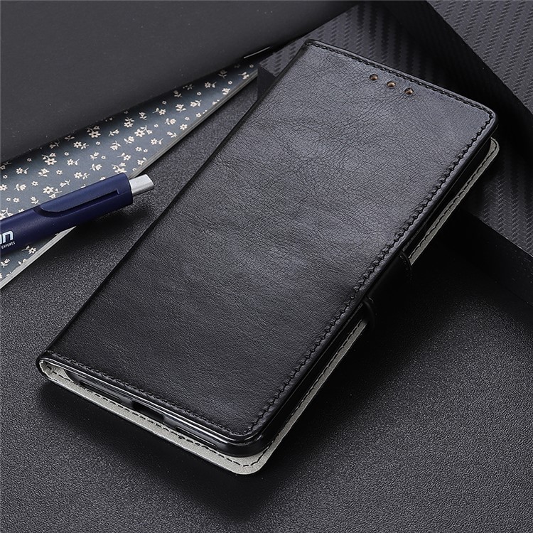 Crazy Horse Texture Wallet Stand Leather Phone Cover for LG K40S - Black-13