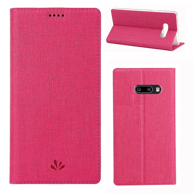 VILI DMX Cross Texture Leather Stand Case with Card Slot for LG G8X ThinQ / V50s ThinQ - Rose-1