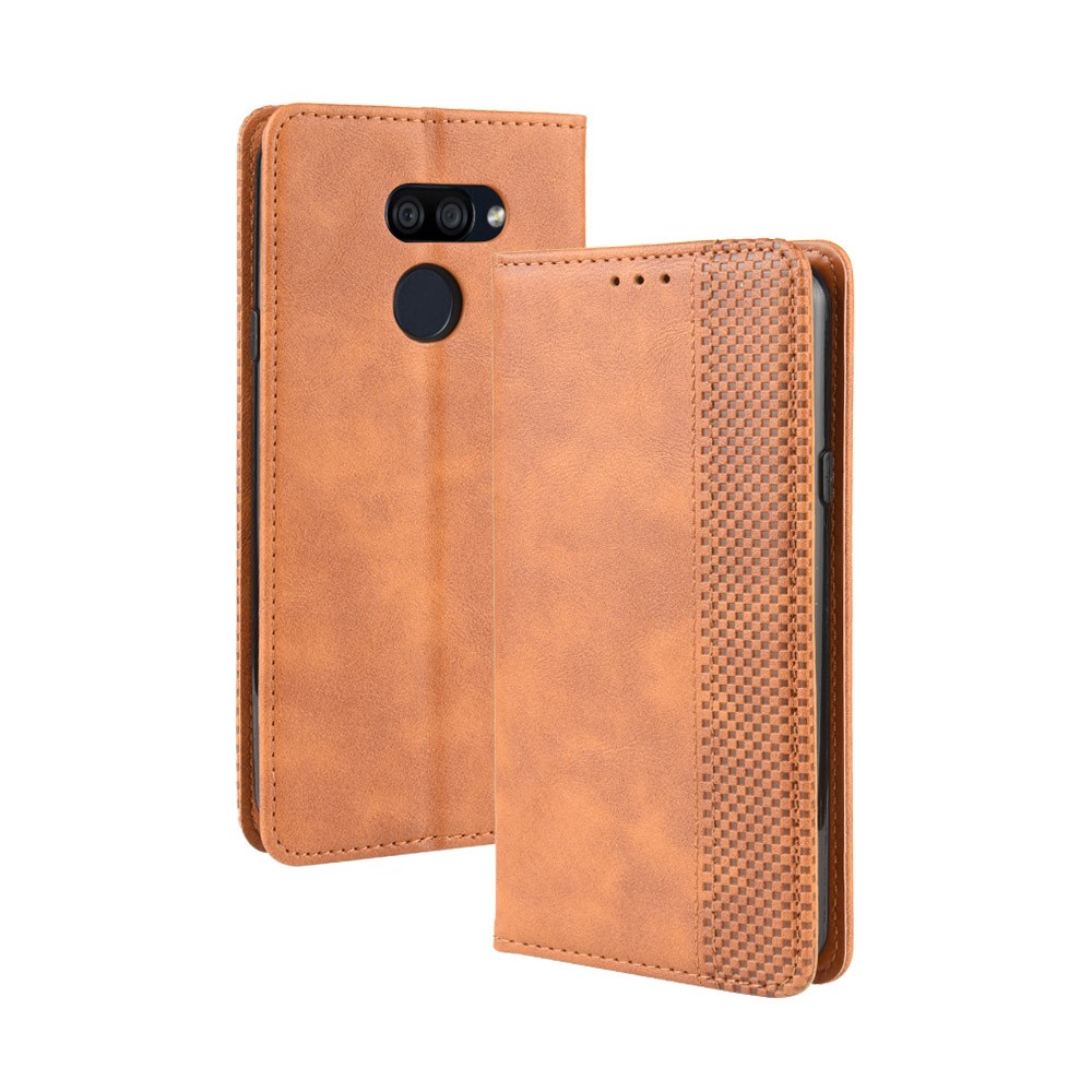 Vintage Style Leather Wallet Stand Case for LG K40S - Brown-2