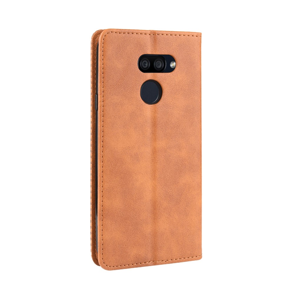Vintage Style Leather Wallet Stand Case for LG K40S - Brown-4