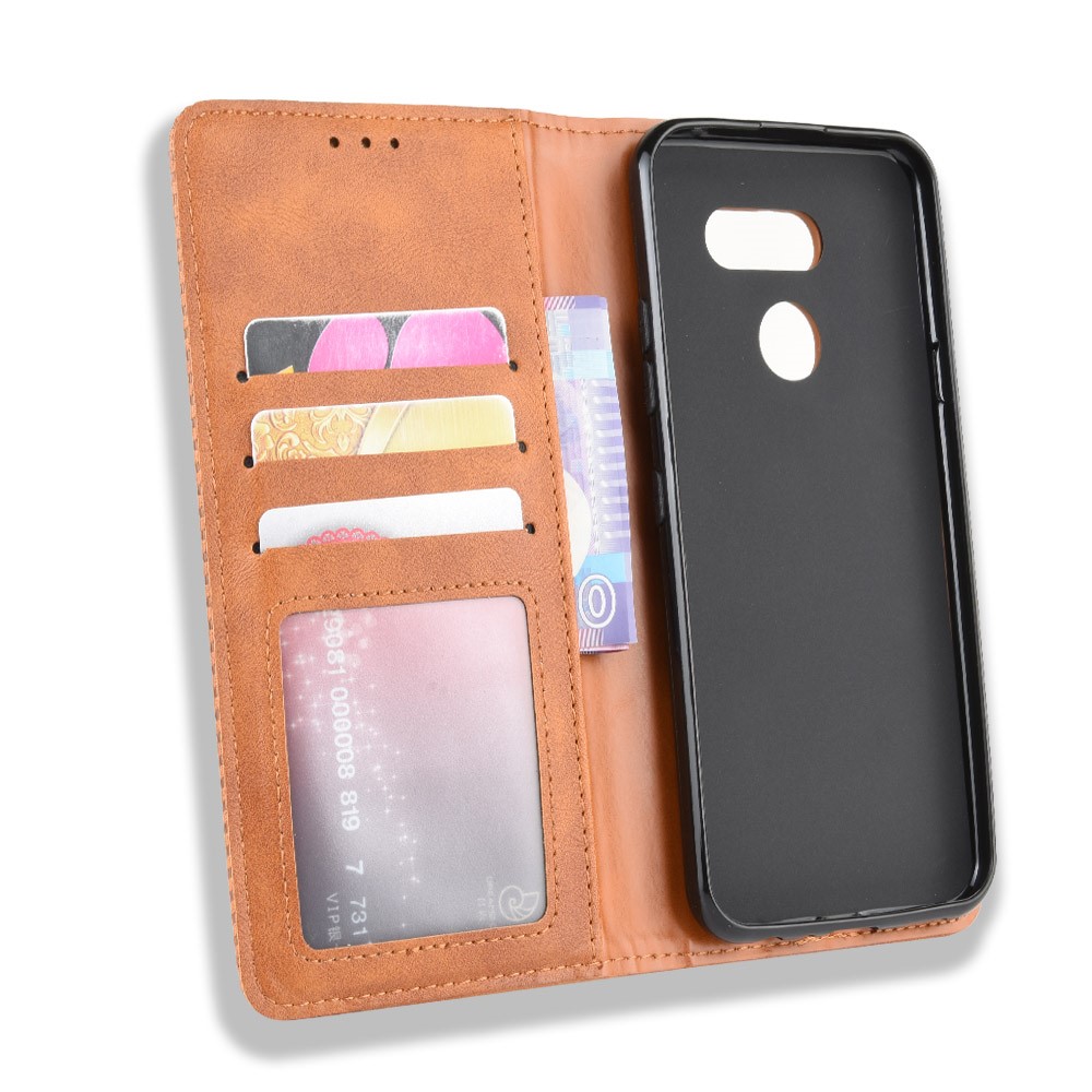 Vintage Style Leather Wallet Stand Case for LG K40S - Brown-5