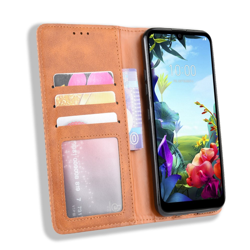 Vintage Style Leather Wallet Stand Case for LG K40S - Brown-6