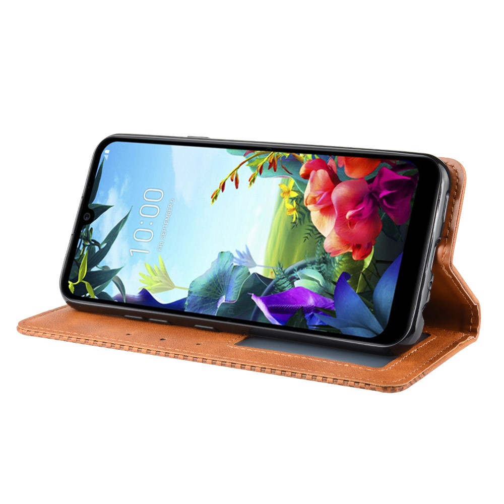 Vintage Style Leather Wallet Stand Case for LG K40S - Brown-7