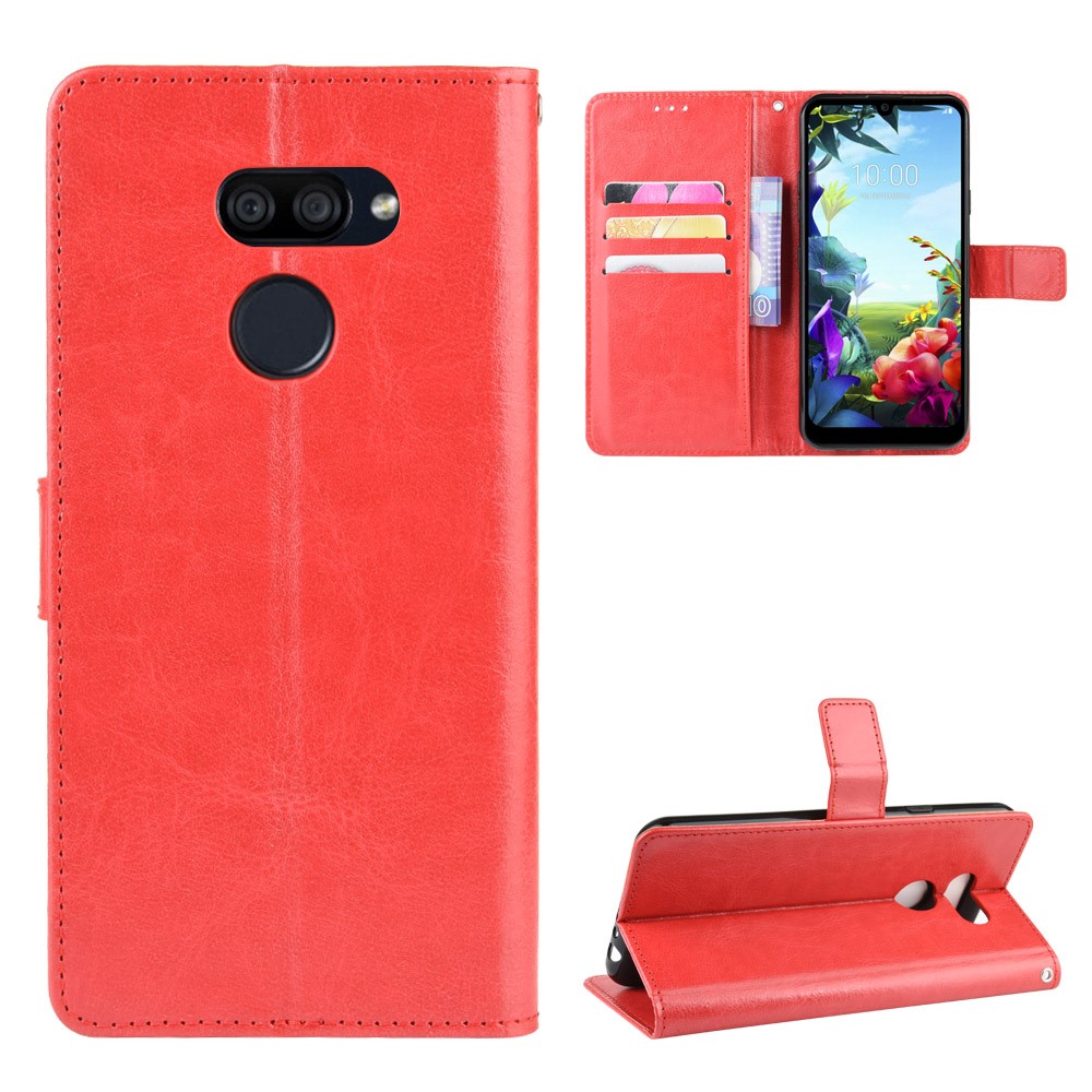 Crazy Horse Magnetic Leather Stand Case for LG K40S - Red-1