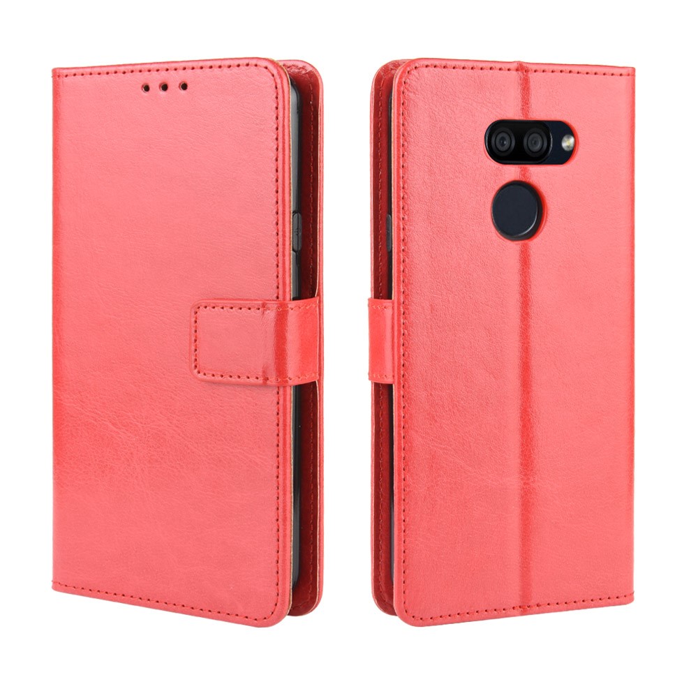 Crazy Horse Magnetic Leather Stand Case for LG K40S - Red-2