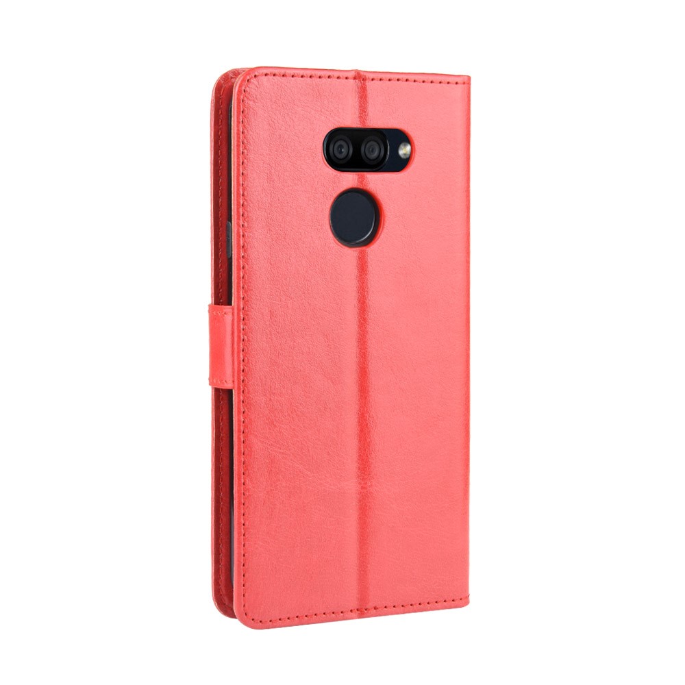 Crazy Horse Magnetic Leather Stand Case for LG K40S - Red-4