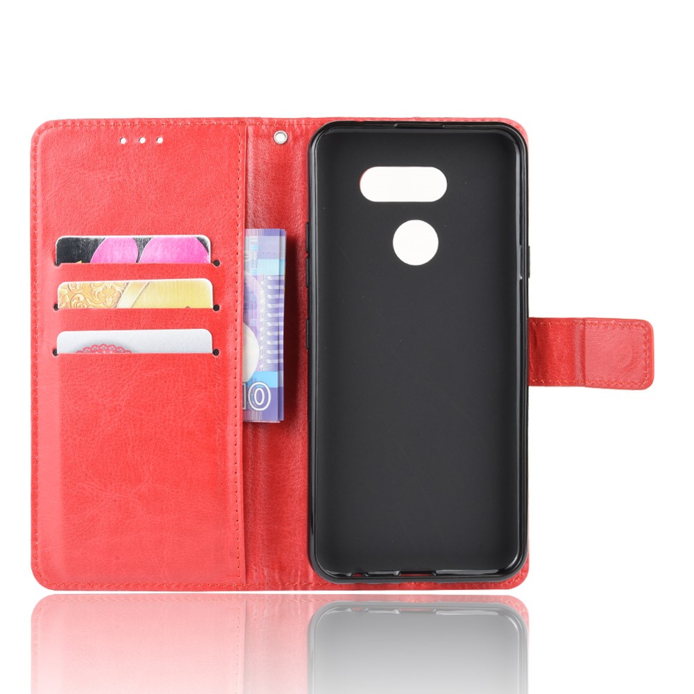 Crazy Horse Magnetic Leather Stand Case for LG K40S - Red-5