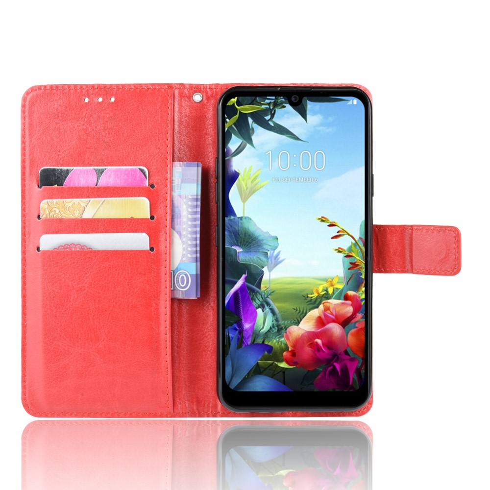 Crazy Horse Magnetic Leather Stand Case for LG K40S - Red-6