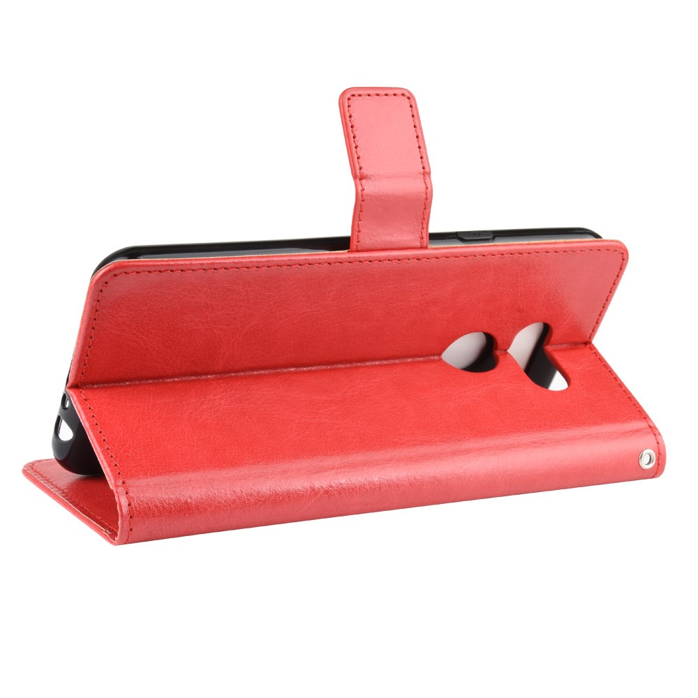 Crazy Horse Magnetic Leather Stand Case for LG K40S - Red-7