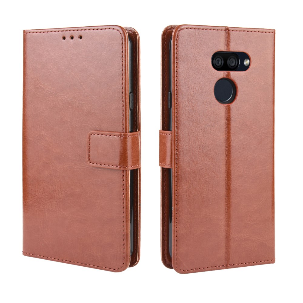 Crazy Horse Magnetic Leather Stand Case for LG K40S - Brown-2