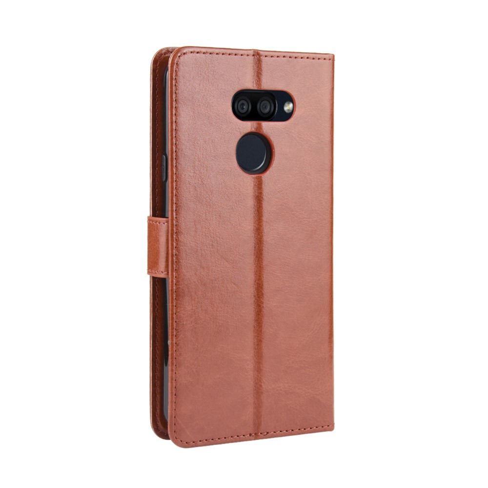 Crazy Horse Magnetic Leather Stand Case for LG K40S - Brown-4