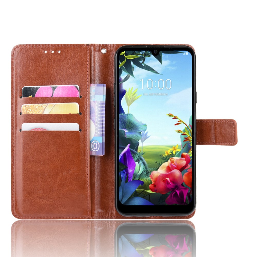 Crazy Horse Magnetic Leather Stand Case for LG K40S - Brown-6