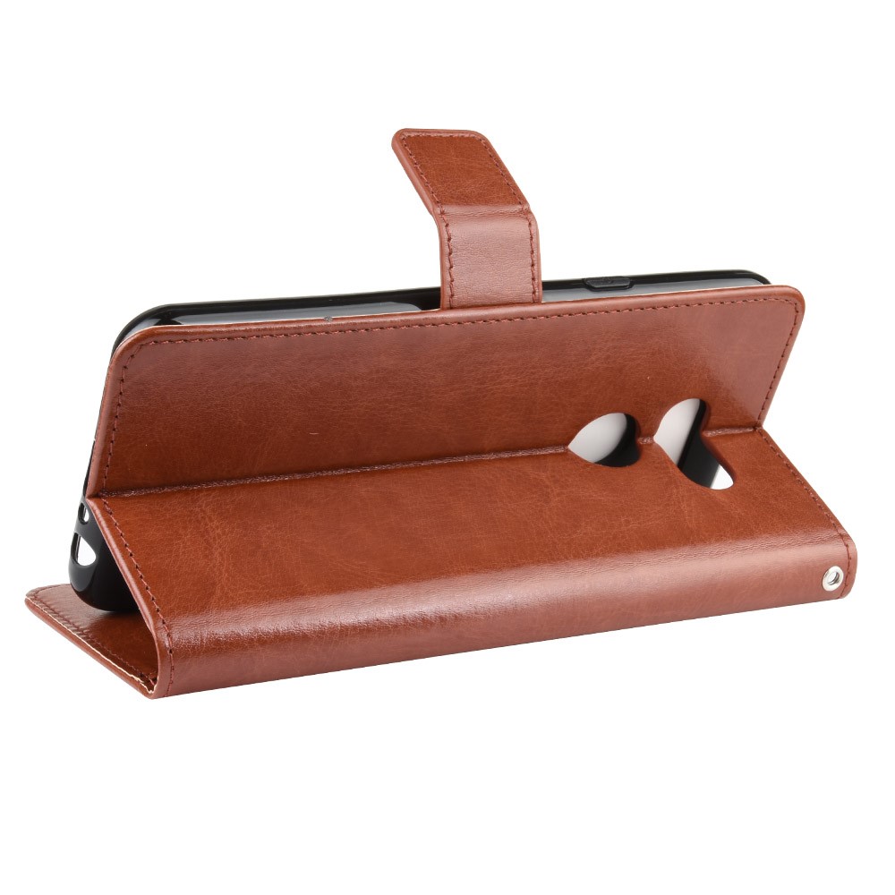 Crazy Horse Magnetic Leather Stand Case for LG K40S - Brown-7