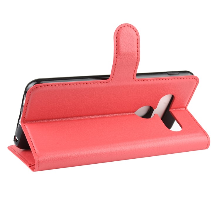 Litchi Surface Unique Wallet Leather Stand Cover for LG G8s ThinQ - Red-6