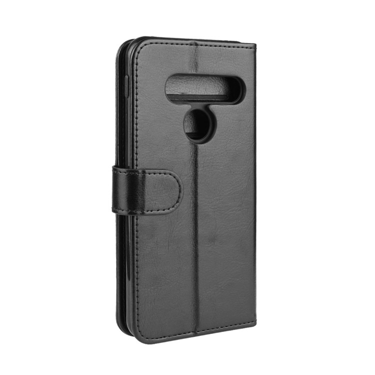 Crazy Horse Skin Wallet Style Leather Stand Shell for LG G8s ThinQ - Black-4