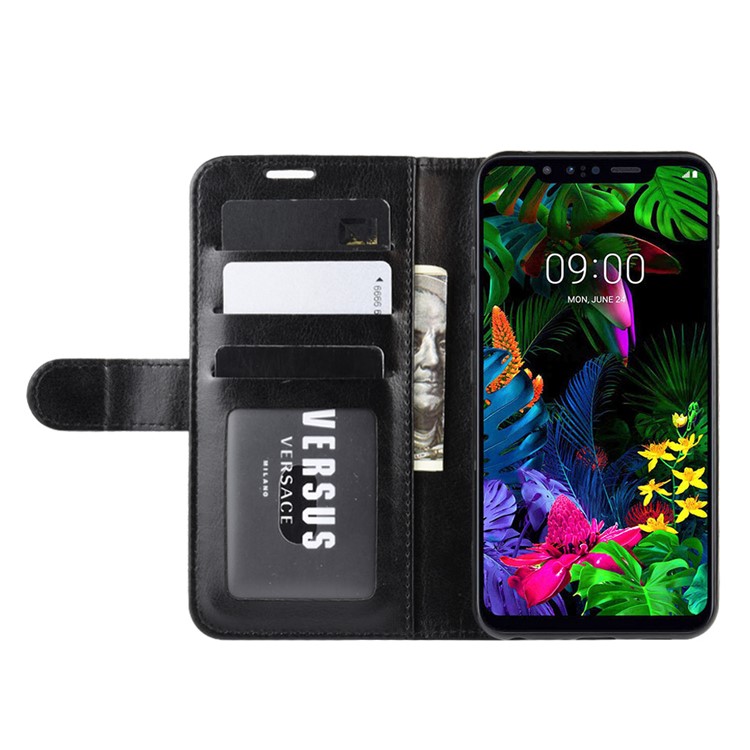 Crazy Horse Skin Wallet Style Leather Stand Shell for LG G8s ThinQ - Black-7