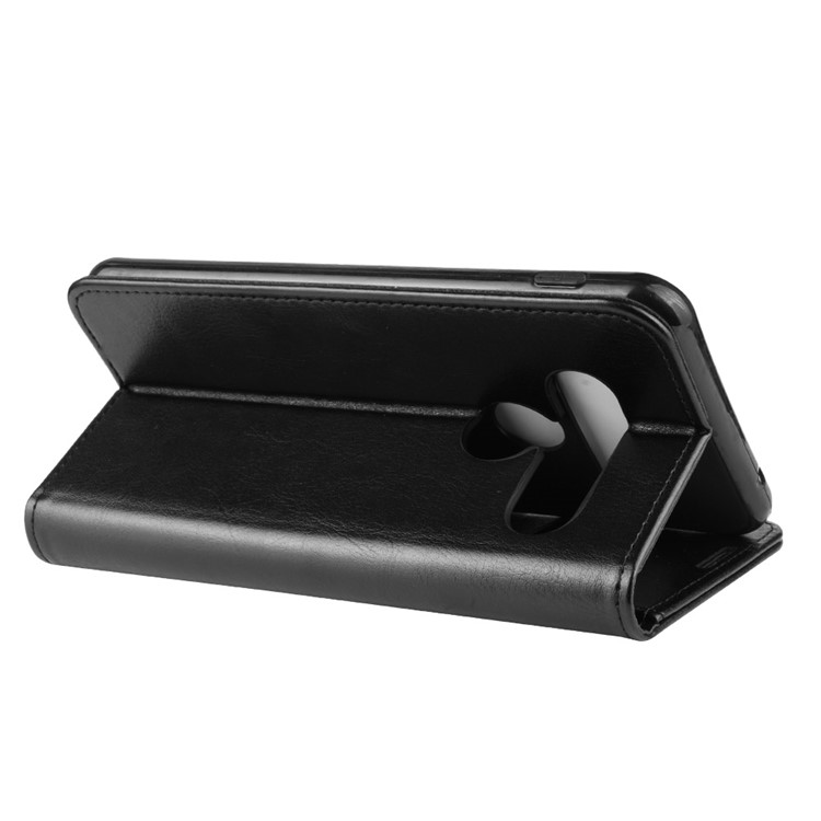 Crazy Horse Skin Wallet Style Leather Stand Shell for LG G8s ThinQ - Black-8