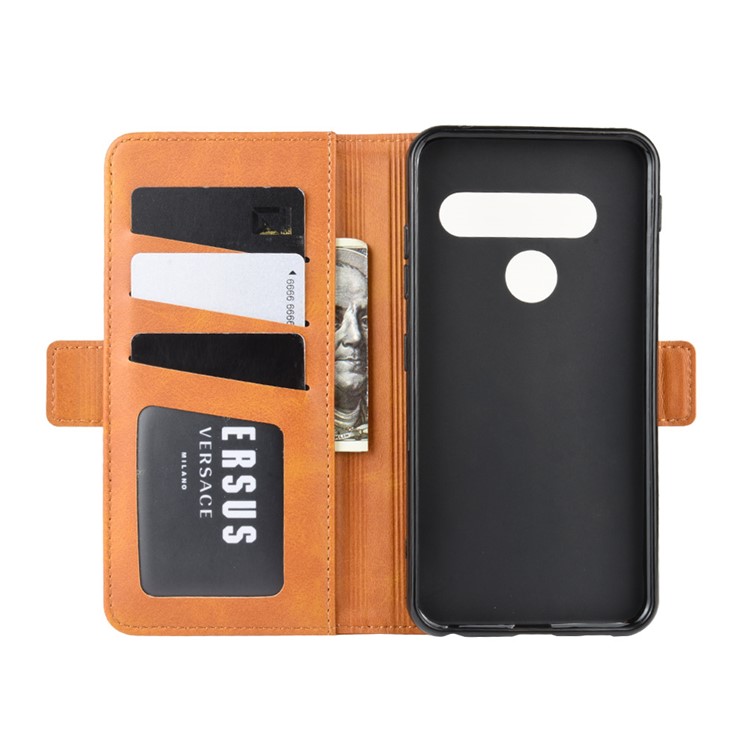 Magnet Adsorption Flip Leather Wallet Shell Case for LG G8s ThinQ - Brown-4