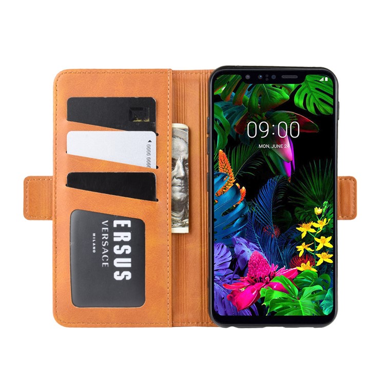 Magnet Adsorption Flip Leather Wallet Shell Case for LG G8s ThinQ - Brown-5