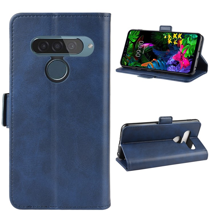Magnet Adsorption Flip Leather Wallet Shell Case for LG G8s ThinQ - Blue-2